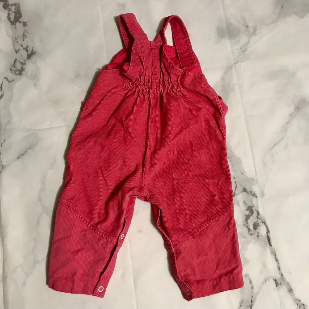 Vintage Corduroy Pink Flower Overalls Onesie Romper - Picture 4 of 6
